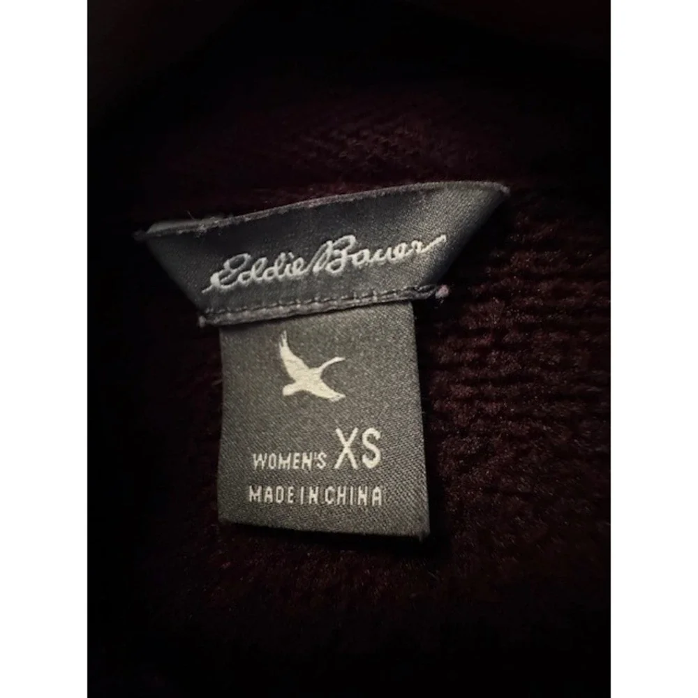 Eddie Bauer Burgundy Quilted Neck Zip Up Fleece Jacket Womens‎ - XS